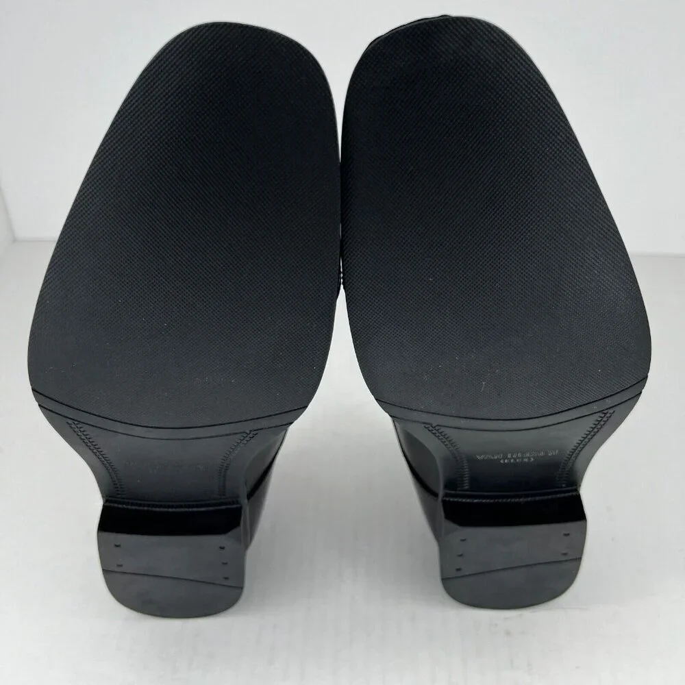 Van Heusen Mens TRKW Black Oxford Leather Almond Toe Size 10.5W Dress Shoes